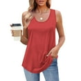 thumbnail image 2 of Htigea Tank Tops for Women Sleeveless Summer Tops 2025 Casual Basic Shirt Crewneck Loose Fit Blouses Shirts Red,2XL, 2 of 6