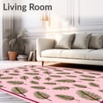 thumbnail image 2 of ODIKA 6'x9' Machine Washable Non-Slip Area Rug, Rustic Pine Needle Tree Skirt with Mountain Cabin Inspired Motifs High Traffic Rug with Pad, Pink, 734065, 2 of 8