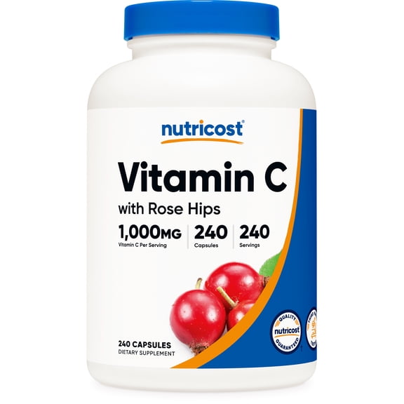 Nutricost Vitamin C with Rose Hips Supplement 1000mg, 240 Capsules