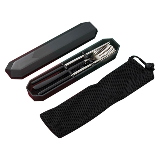 Juego de vajilla portátil de acero inoxidable de 3 piezas, juego de cubiertos reutilizable apto para lavavajillas, incluye palillos de cuchara de tenedor con caja Vhermosa
