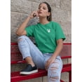 thumbnail image 2 of Cute Bunny Left Chest Pocket Graphic Women Kelly Green T-Shirt, Female Small, 2 of 4