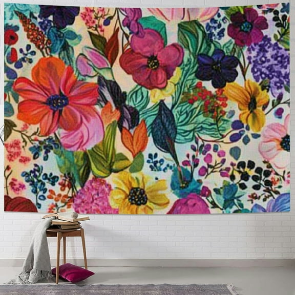 BCIIG Flowers Fabric Colors Tapestry Wall Hanging Unique Style for Home Wall Decor Art Living Room Bedroom Apartment Farmhouse Dorm Holiday Decoration 40x30inch