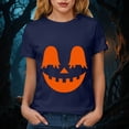 thumbnail image 4 of Akiihool Halloween Tshirts Women Fall T-Shirt for Women Halloween Pumpkin Shirts Thanksgiving Family Funny Graphic Tee Casual Cute Autumn Tops Navy,S, 4 of 8