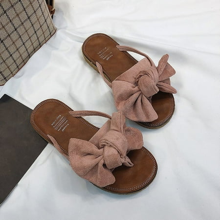 

Herrnalise Summer Daily Flip-Flops Leisure Beach Bow Women s Flat Slippers Women Shoes Clearance