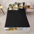 thumbnail image 4 of Homewish Gray Gold Stripes Zipper Twin Comforter Sets with Fitted Sheet and 2 Pillowcases,Modern Geometric Artwork Zipper Bedding Set,Black Reversible,4pcs, 4 of 8