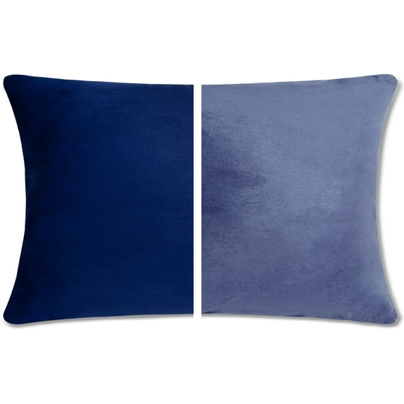 12" x 20" Throw Pillow - Dark Blue: 2 PCS / 4 Sided. Luxurious Premium Memory Foam Pillow with Reversible Cover Microsuede/Microplush Fabric. Forever Fluffy, Beautiful & Supportive. Soft & Comfy.