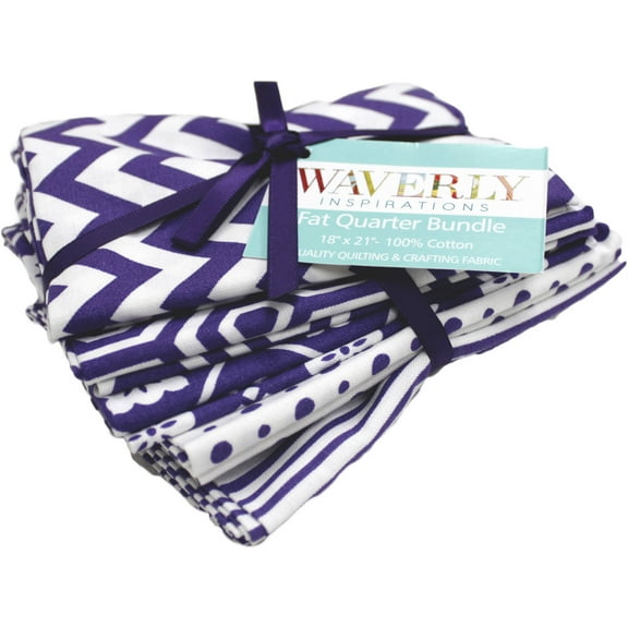 Waverly Inspirations 100% Cotton 18" x 21" Chevron Pansy Precut Fat Quarter, 5 Pieces Bundle