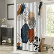 Dznils Abstract Shower Curtain, Boho Mid Century Modern Neutral Geometric Bathroom Curtain Decor with 12 Hooks, 72 x 72