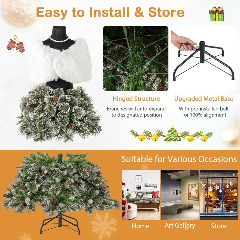 5FT Pre-Lit Dress Form Christmas Tree, Mannequin Artificial Xmas Tree with  465 Branch Tips, 50 LED Light Balls, 36 Natural Pine Cones, Shawl,  Necklace, Holiday Decoration Tree for Home Party - Walmart.com
