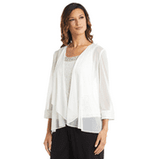 R&M Richards Women's Juniors Sleeveless Lace Top with Beaded Neckline and Matte Jersey Chiffon Jacket Set