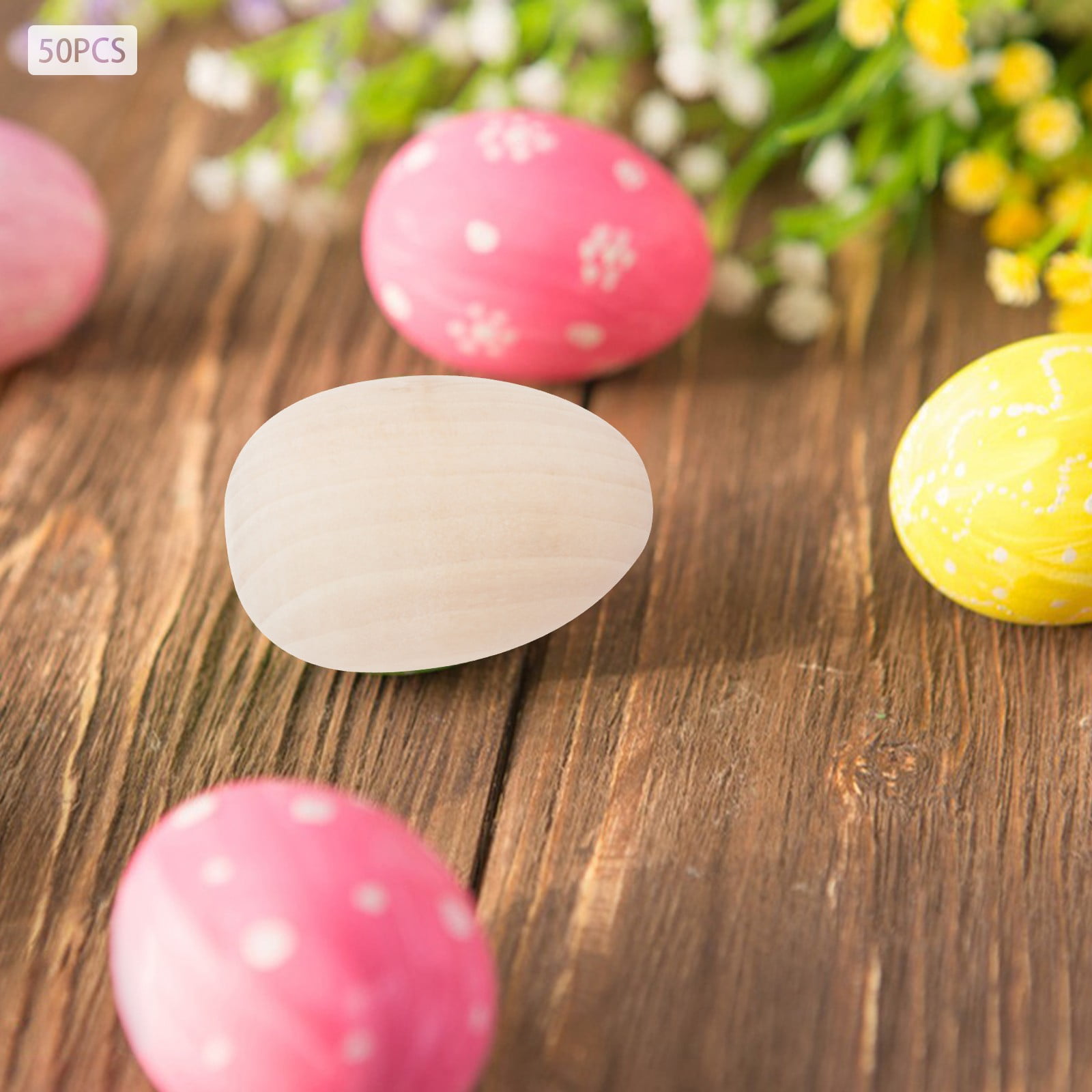 50pcs Wooden Eggs DIY Crafts Eggs, Easter Decoration Eggs for Painting Carving