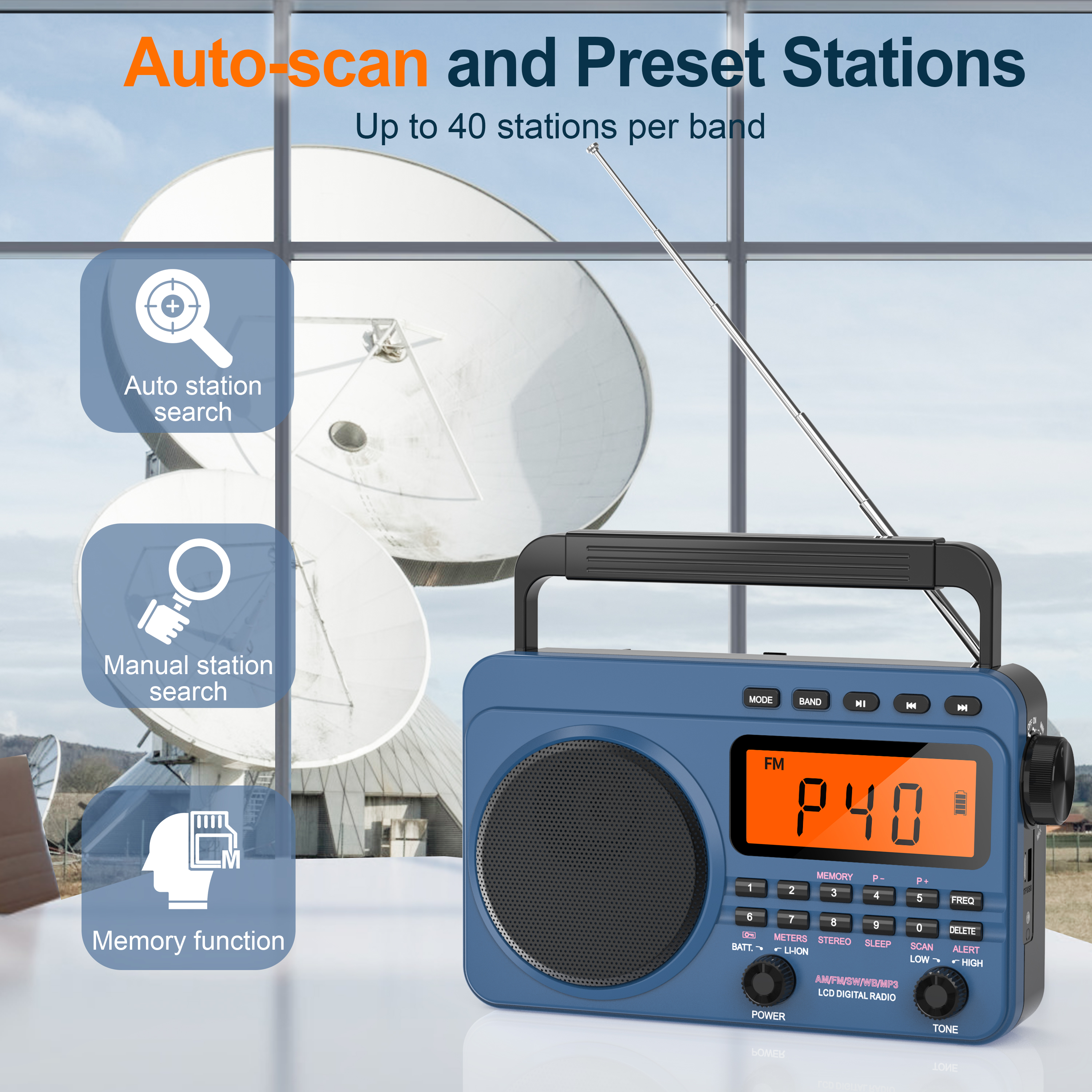 Greadio Portable AM/FM Weather Radio 4000mAh Battery photo 3