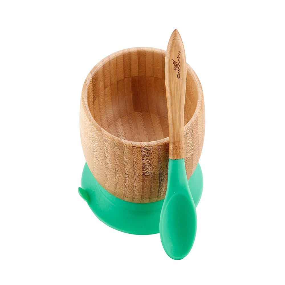 Stay Put Feeding Bowl bamboo bamboo Baby Suction Bowl and Spoon Set 