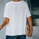 thumbnail image 3 of Gibobby Camiseta Powerblend con Cuello en V Camiseta suelta informal con cuello en V para mujer, blusa manga corta con estampado(Blanco,M), 3 of 5