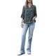 thumbnail image 2 of INSPIRAR CHIC Blusa de mujer con manga 3/4, cuello en V, estampado floral, mangas con volantes, elegante y casual, túnicas de verano, camisetas M Negro, 2 of 6