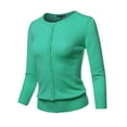 thumbnail image 1 of FashionOutfit Women's Solid Crew Neck Button Down 3/4 Sleeves Knit Cardigan, 1 of 1