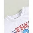 thumbnail image 4 of Independence Day Infant Baby Boy Romper, Summer Short Sleeve Round Neck USA Letters Print Short Bodysuit Tops, 4 of 8