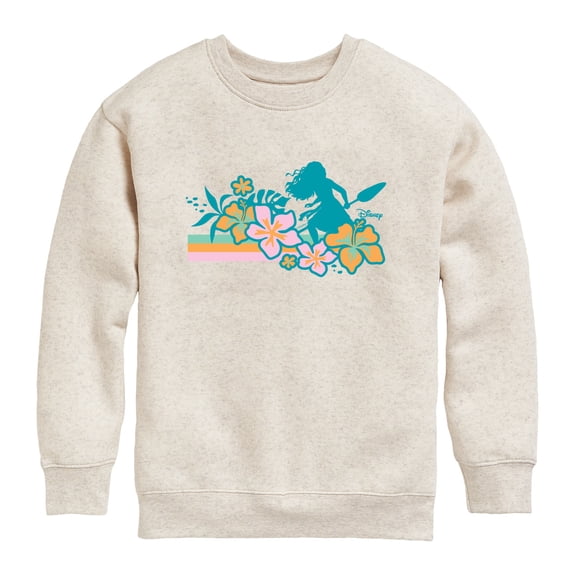 Moana Live Action - Floral Silhouette - Youth Boys Crew Fleece Sweatshirt