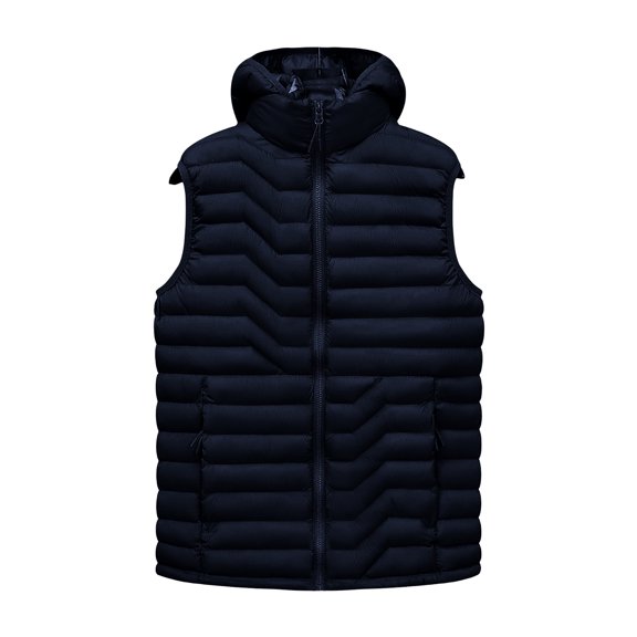 USNSM Men's Lightweight Puffer Vest with Detachable Hood Sleeveless Quilted Padded Thermal Winter Jacket Outerwear Blue M