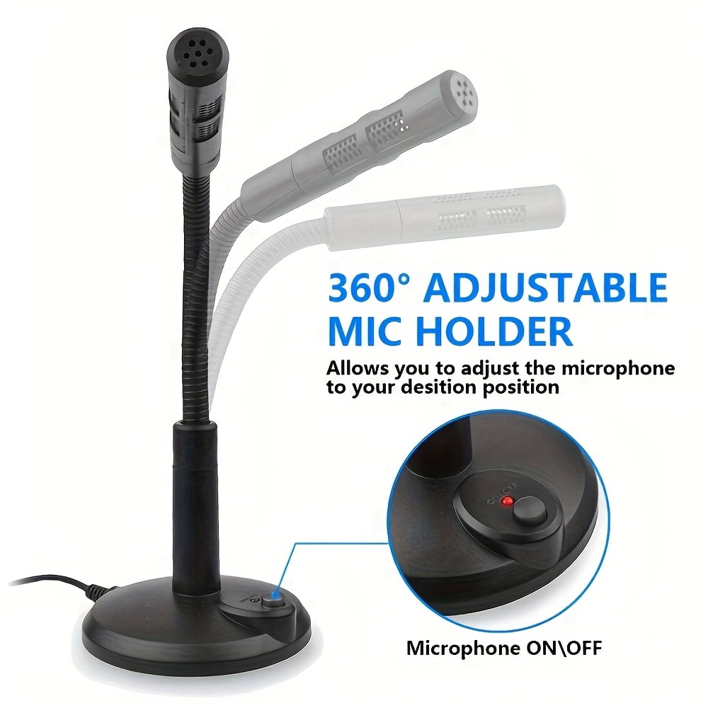 3.5mm Gooseneck Computer Microphone, Adjustable Wired Condenser Mic Suitable For Games, Meetings, Recording, Podcasts, Games, Online Chat