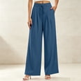 thumbnail image 2 of Women Tie Waist Pleated Wide Leg Trousers Sevevn High Waist Flowy Loose Fit Dress Pants With Side Pockets, Varied Solid Color Options For Office Work Dating Vacation And Everyday Casual Dressing, 2 of 7