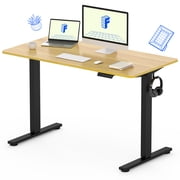 ACTIVESIT 48x30 Home Office Height Adjustable Standing Desk with Hooks, Ergonomic Electric 2-Stage Stand Up Computer Desk, Black and Maple