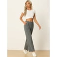 thumbnail image 3 of DARING DIVA Women's Flowy Cotton Wide Leg Lounge Pants L Gray and Black, 3 of 7