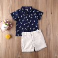 thumbnail image 2 of FNNMNNR Toddler Baby Boy Short Sleeve Button Down Shirt Shorts Set 2T 3T 4T 5T 6T Outfits Summer Clothes Navy Blue 5-6 Years, 2 of 6