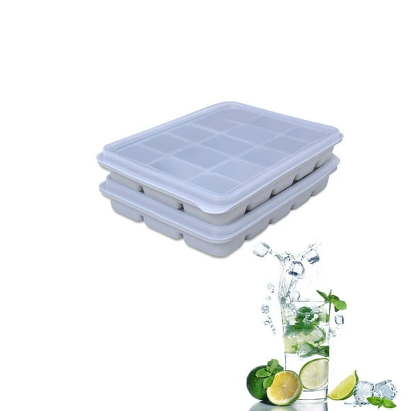 Juego de 2 bandejas para cubitos de hielo Tvmania de silicona con tapa, 30 cubos