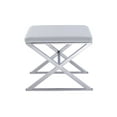 thumbnail image 3 of Pasargad Home Luxe Upholstered with stainless Steel Bench, White, 3 of 5