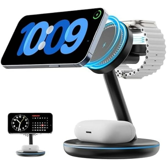 2025 Traveling Portable Wireless Magsafe Fast Charging Station, Magnetic 3 in 1 Charger for iPhone 16 15 14 13 12 Pro Max Plus, Apple Watch Series & Air pods 4 3 2 Pro-Gifts for Family