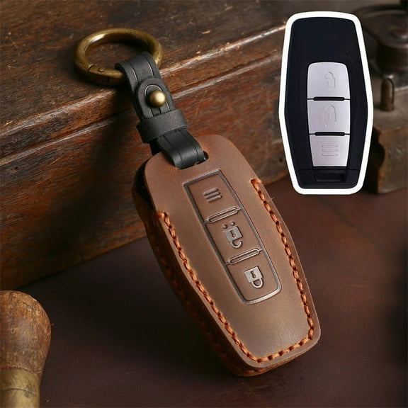 2/3/4 Bottons Leather Car Smart Key Remote Case Fob Shell Keychian for 2022 2023 Mitsubishi Outlander Car Key Cover Accessories