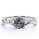 thumbnail image 1 of JeenMata Anillo de Compromiso Moderno con Diseño Retorcido de 1,1 Uds, Cuarzo Rutilado Negro Redondo y Moissanita, Anillo de Promesa Ramita, Oro Blanco 18 K sobre Plata, 1 of 6
