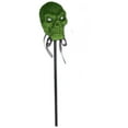 Beistle Green 16" Glittered Plastic Evil Skull With Stick Sceptor