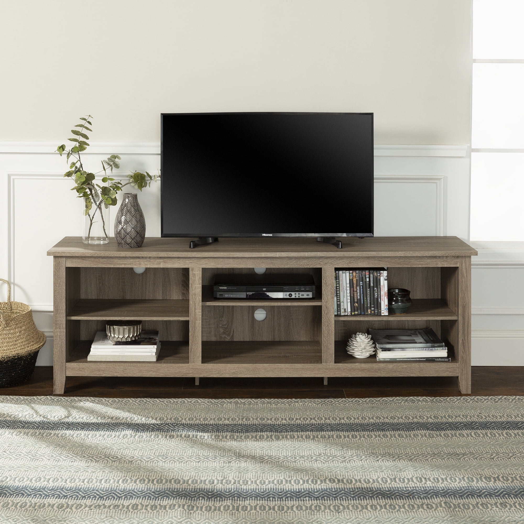 Woven Paths Open Storage TV Stand for TVs up to 80", Driftwood