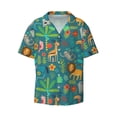 thumbnail image 2 of Lsque Jungle Animals print Men's Cuban Collar Short Sleeve Shirt Summer Beachwear Casual Button Down Fashionable Vacation Leisure Shirt-Small, 2 of 7