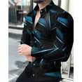thumbnail image 1 of Camisa de hombre con puños geométricos para uso diario, estilo resort, manga larga, abotonada, ropa de diseño informal, 1 of 6