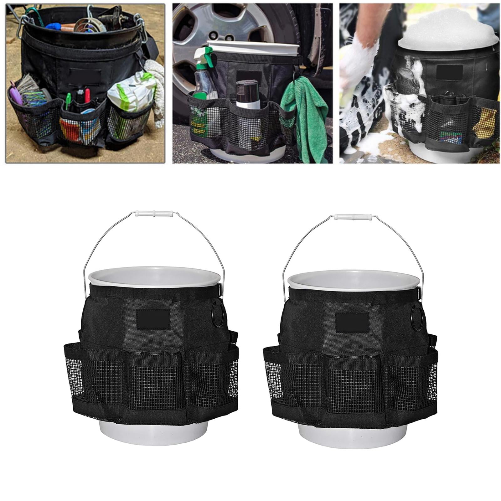 2x Multifunctional Car Wash Bucket Tool Organizer Large Capacity Garden
