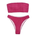 thumbnail image 4 of WREESH Womens Bandeau Bikini Sets Print Set Swimsuit Two Piece Filled Bra Swimwear Beachwear Beach Bathing Suit Hot Pink, 4 of 8