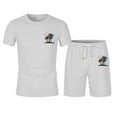 thumbnail image 3 of Costume pour Hommes Été 2024 Ensemble de Sport Décontracté avec Manches Courtes Col Rond Imprimé Noix de Coco Haut et Bas, 3 of 4