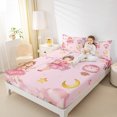 thumbnail image 4 of Manfei Kawaii Girl Full Size Sheets,Lovely Elf Princess Bed Sheets,Yellow Moon Stars Sheet Sets For Teens,Ultra Soft Home Decor,4-Piece, 4 of 7