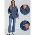 thumbnail image 2 of DARING DIVA Women's Oversized Long Sleeve Denim Jacket with Pockets XS Blue, 2 of 6