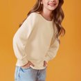 thumbnail image 4 of LIaqionyy Girls Long Sleeve Shirts Kids Crewneck Long Sleeve Curve Hem T-Shirts Basic Clothes, 4 of 6