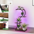 thumbnail image 3 of HRYGD Plant Stand with Grow Light Red Blue White Spectrum, 4 Tier 31'' Metal Wood Plant Flower Shelf Indoor, Four Adjustable Feet, 3 of 8