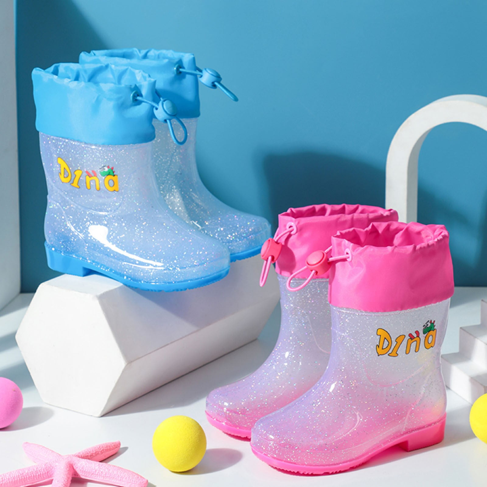 nsendm Girls Shoes Little Kid Toddler Girl Boots Size 5 Children Shoes Fashion Flat Cartoon Rain Boots Can Be Tied Mouth Cartoon Girl Fashion Sky Blue 10.5 Little Child Walmart