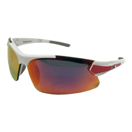 Rawlings Youth Boys Athletic Sunglasses 107 White/Red Mirrored Lens 10228968.QTS