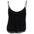 thumbnail image 2 of Q+A Los Angeles Womens Black Sheer Ruffled Spaghetti Strap V Neck Tank Top L, 2 of 2