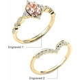 thumbnail image 3 of Gems Jewels 925 Sterling Silver 2.00 Ct Oval Cut Morganite & White Diamond Wedding Valentine's Anniversary Christmas Bridal Ring Set 14K Yellow Gold Plated For Women's -10, 3 of 4