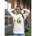 thumbnail image 2 of Happy Smiling Avocado Sweatshirt Women -Image by Shutterstock, Female Medium, 2 of 4