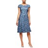 Alex Evenings Womens Tea Length Dress with Rosette Detail (Petite and Regular), Brushed Peri, 12